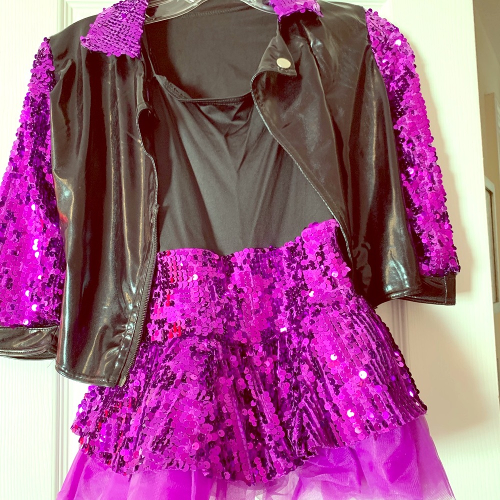 Girls Dance Costume w Biker Jacket Size MC 10/12